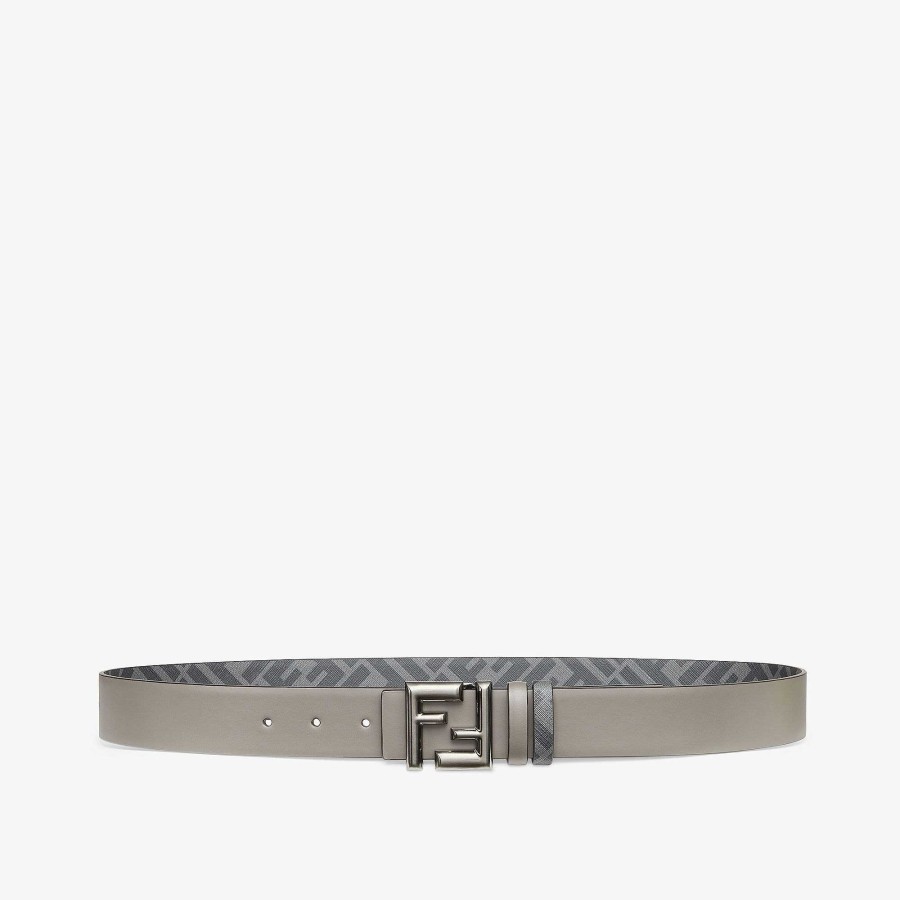 Uomo Fendi Cinture | Cintura Arrotondata Ff Grigio