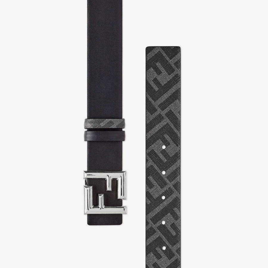 Uomo Fendi Cinture | Cintura Arrotondata Ff Nero