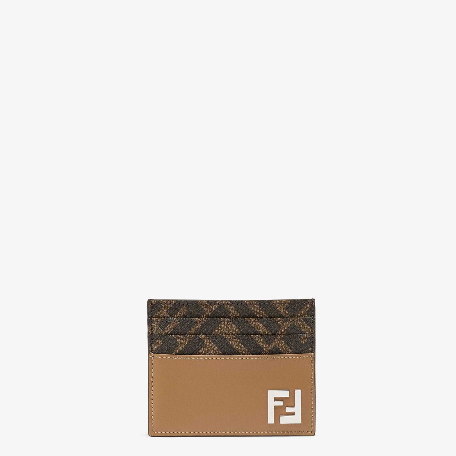 Uomo Fendi Portacarte | Portacarte Ff Quadrato Beige