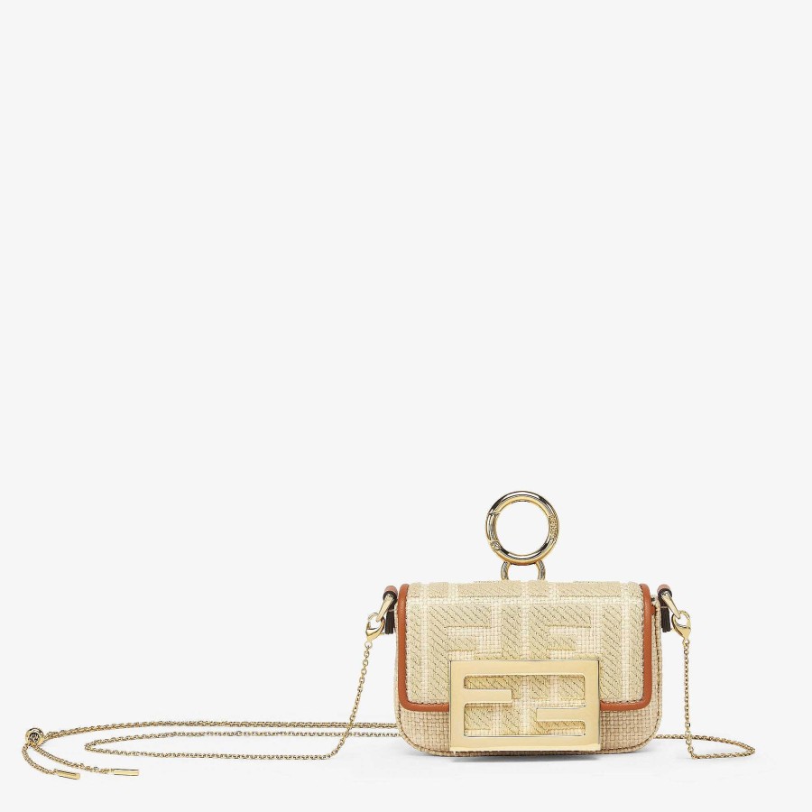 Donna Fendi Borse In Miniatura | Ciondolo Nano Baguette Beige