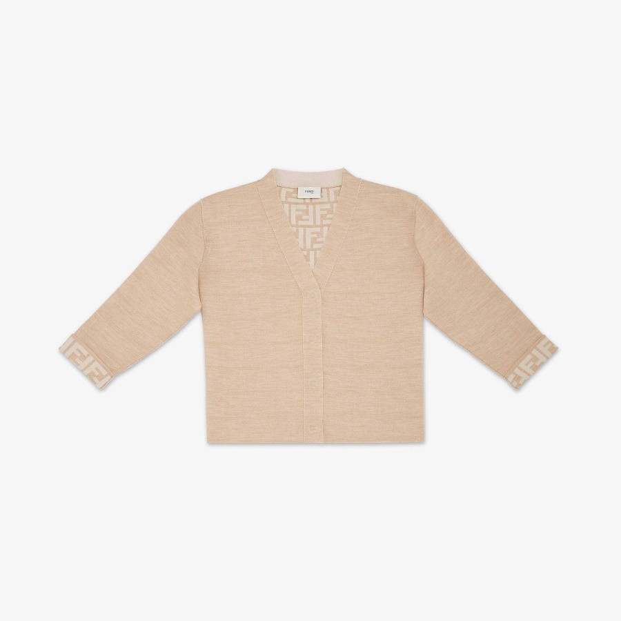 Bambini Fendi Abbigliamento | Cardigan Junior Beige