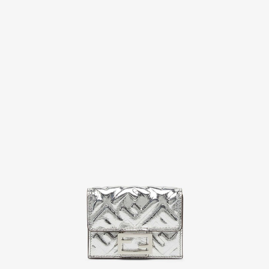 Donna Fendi Portafogli | Baguette Micro Trifold Argento