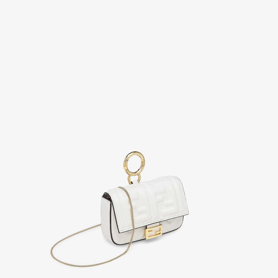 Donna Fendi Borse In Miniatura | Ciondolo Nano Baguette Bianco