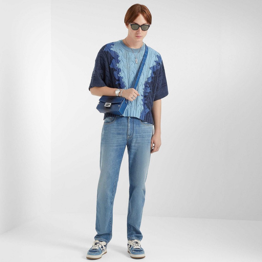 Uomo Fendi Pantaloni E Pantaloncini | Denim Blu