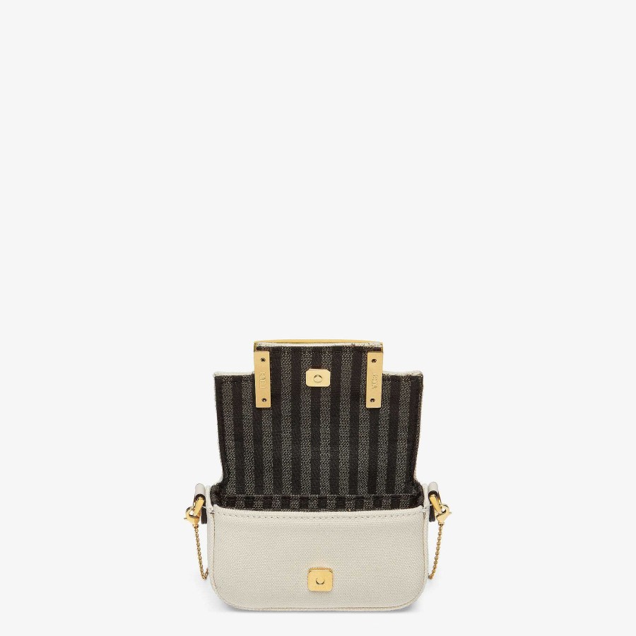 Donna Fendi Borse In Miniatura | Ciondolo Nano Baguette Beige