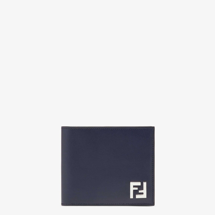 Uomo Fendi Portafogli | Portafoglio Bi-Fold Quadrato Ff Blu