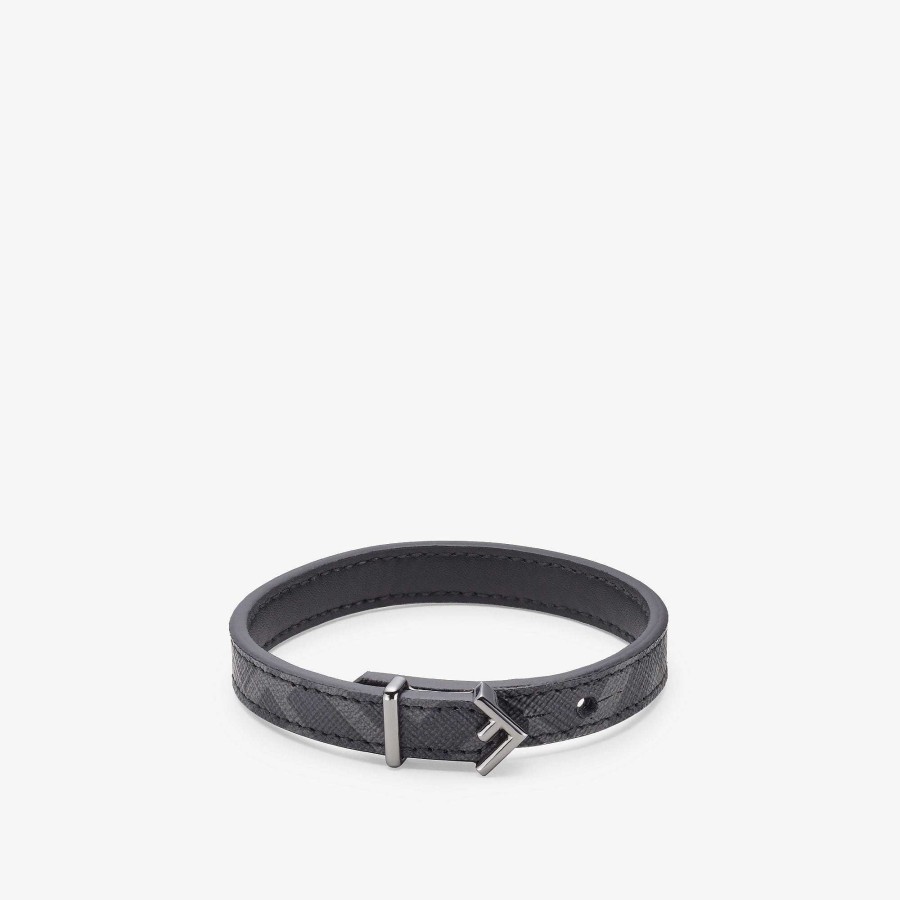 Uomo Fendi Bracciali | Bracciale Fendi Cinque Nero