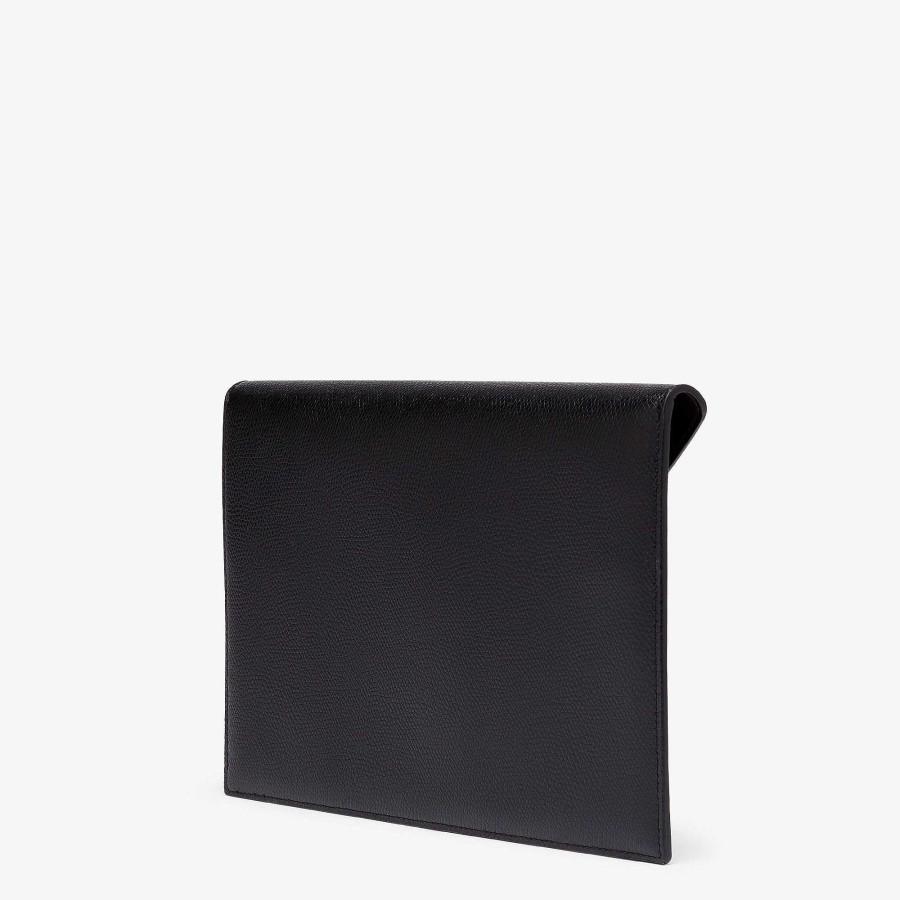 Donna Fendi Pochette | Custodia Piatta Ff Con Diamanti Nero