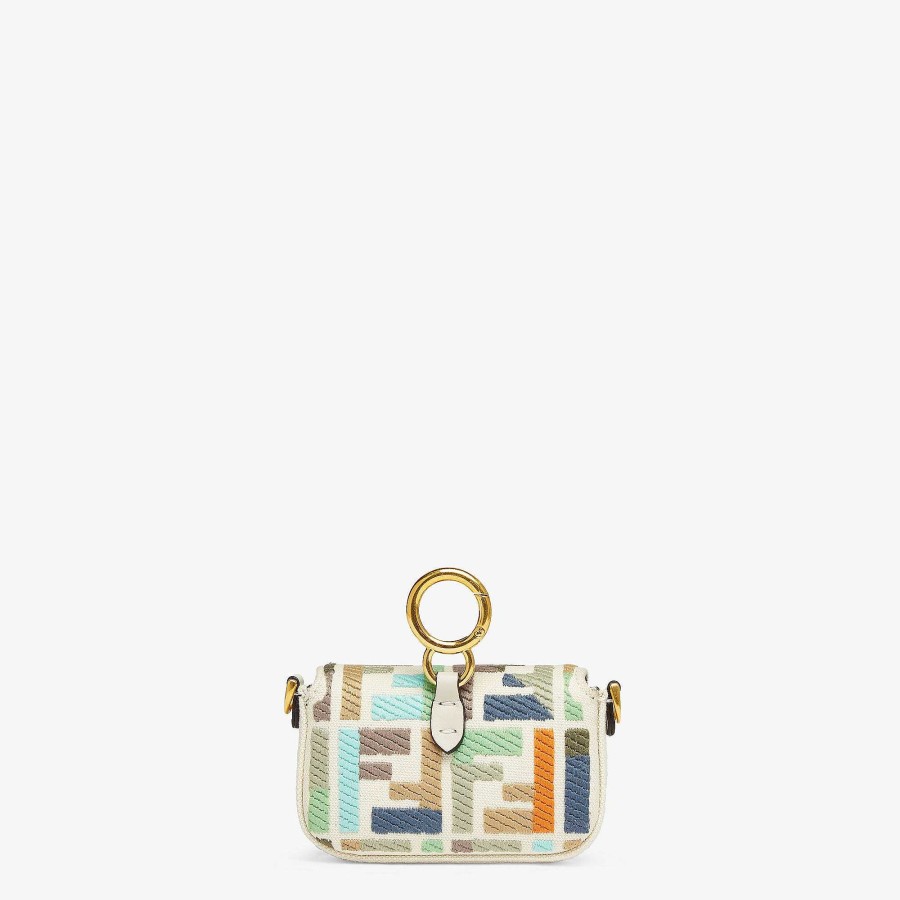 Donna Fendi Borse In Miniatura | Ciondolo Nano Baguette Beige