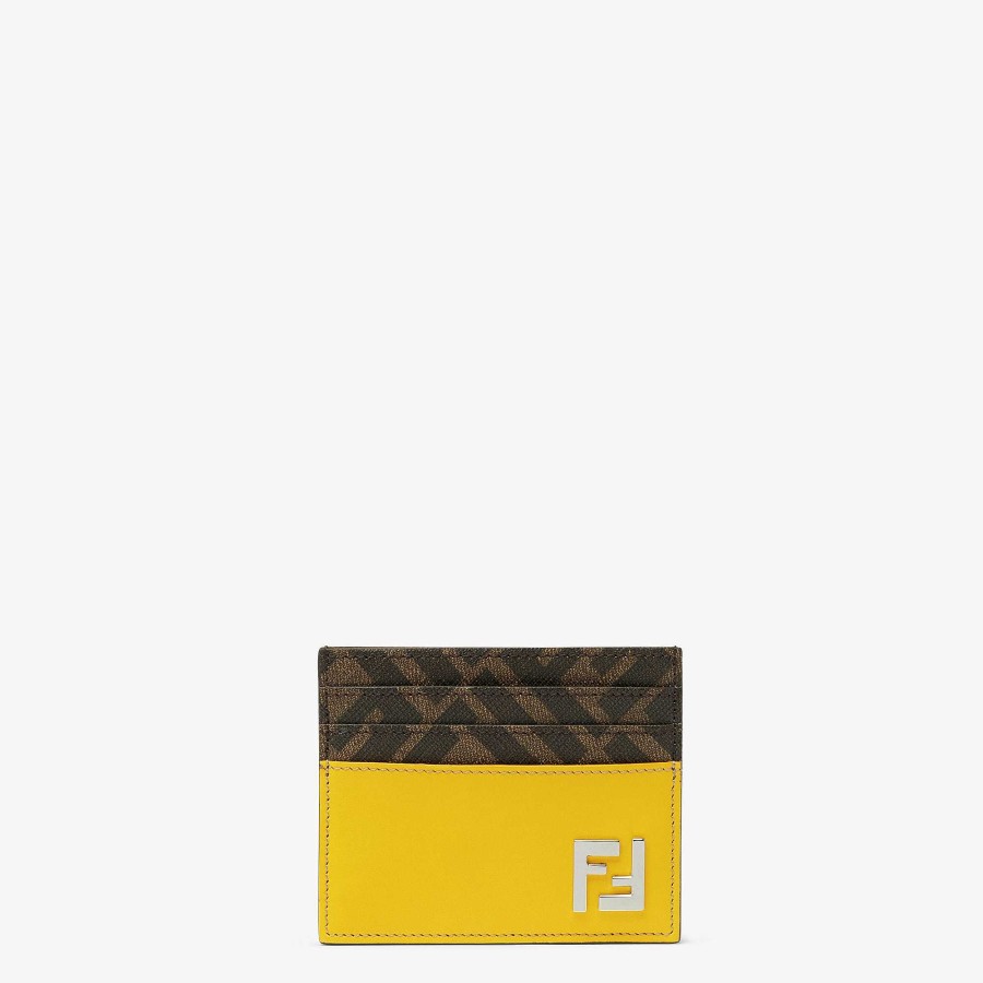 Uomo Fendi Portacarte | Portacarte Ff Quadrato Giallo