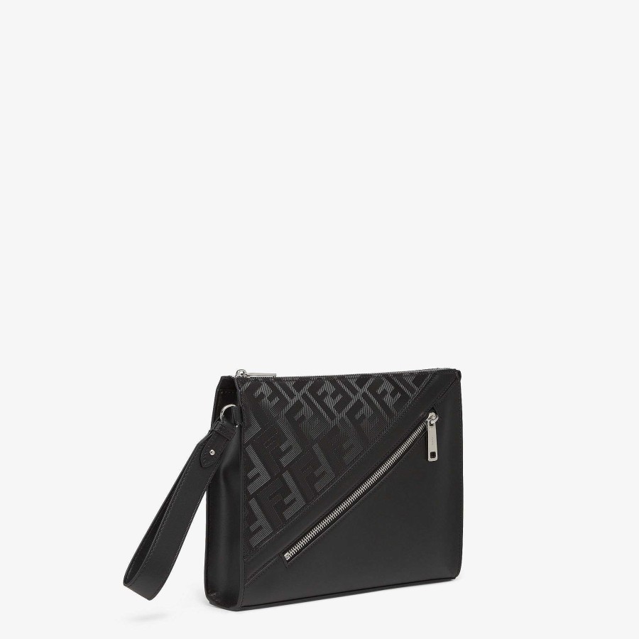 Uomo Fendi Pochette | Pochette Diagonale Fendi Shadow Nero