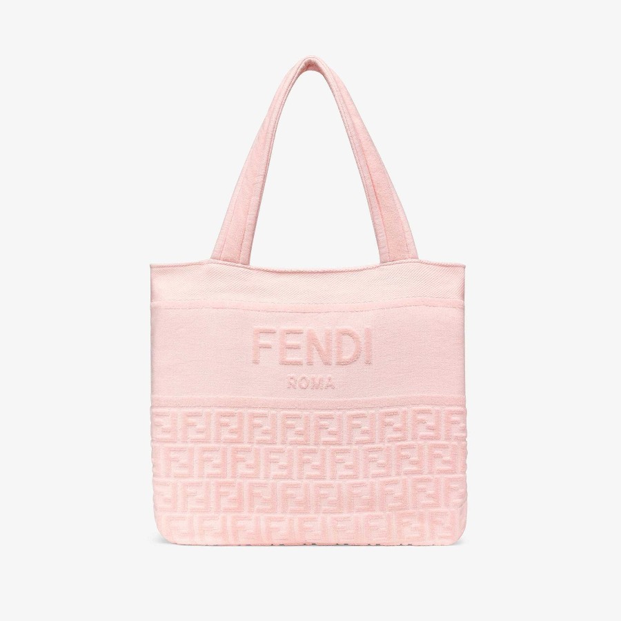 Bambini Fendi Accessori | Borsa Per Asciugamano Da Spiaggia In Spugna Rosa