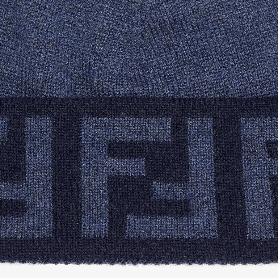 Uomo Fendi Cappelli E Guanti | Berretto Blu