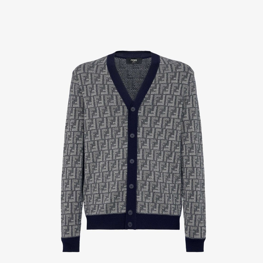 Uomo Fendi Maglieria | Cardigan Blu