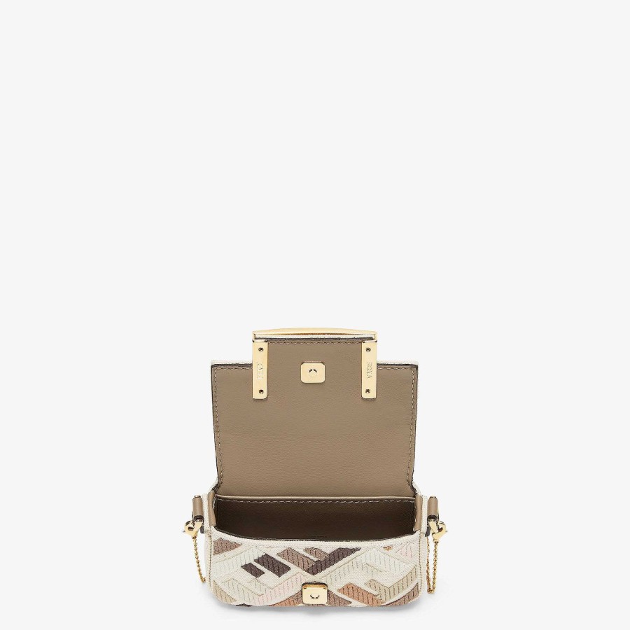 Donna Fendi Borse In Miniatura | Ciondolo Nano Baguette Beige