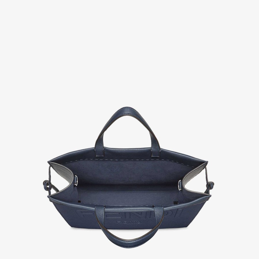 Uomo Fendi Borse Tote | Fendi Roma Media Vai Alla Shopper Blu