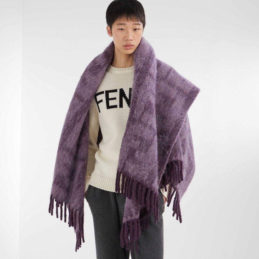 Uomo Fendi Sciarpe | Coperta Da Lancio Viola