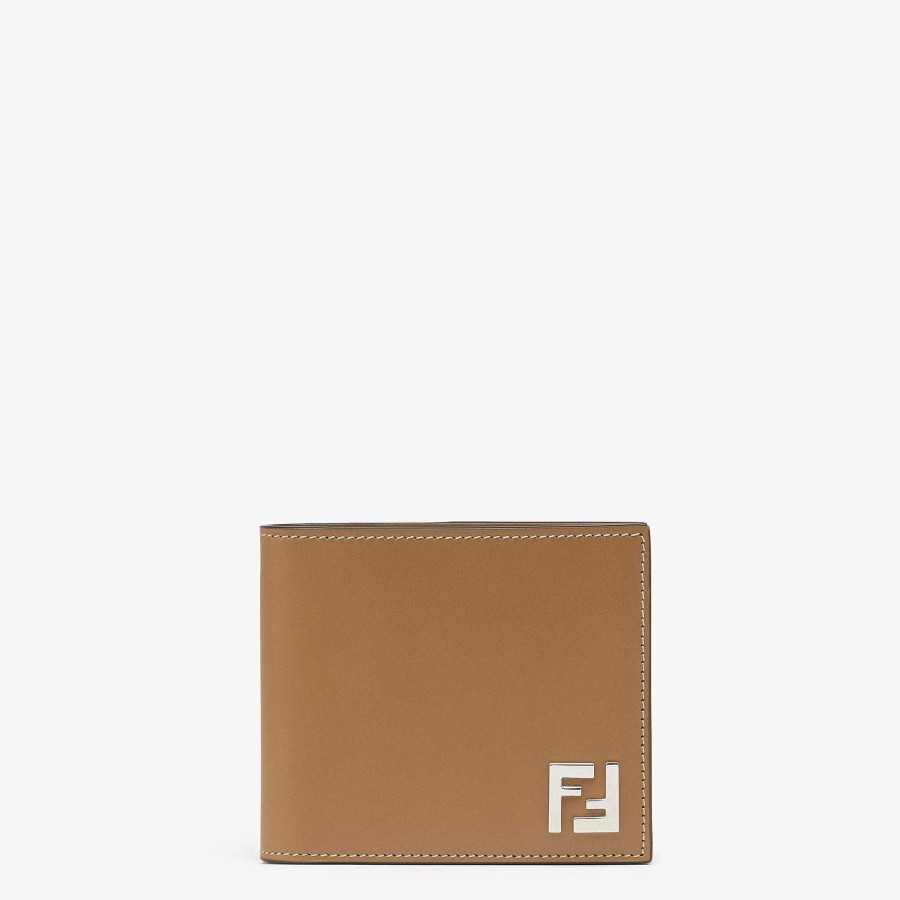 Uomo Fendi Portafogli | Portafoglio Bi-Fold Quadrato Ff Beige