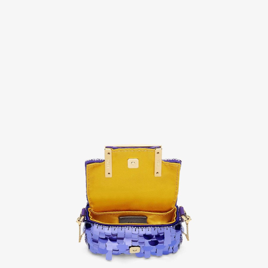 Donna Fendi Borse In Miniatura | Ciondolo Nano Baguette Viola