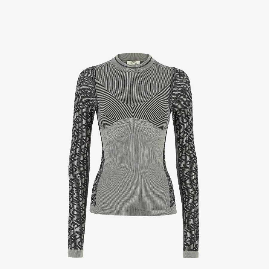 Donna Fendi Abbigliamento Sci | Maglione Da Sci Grigio