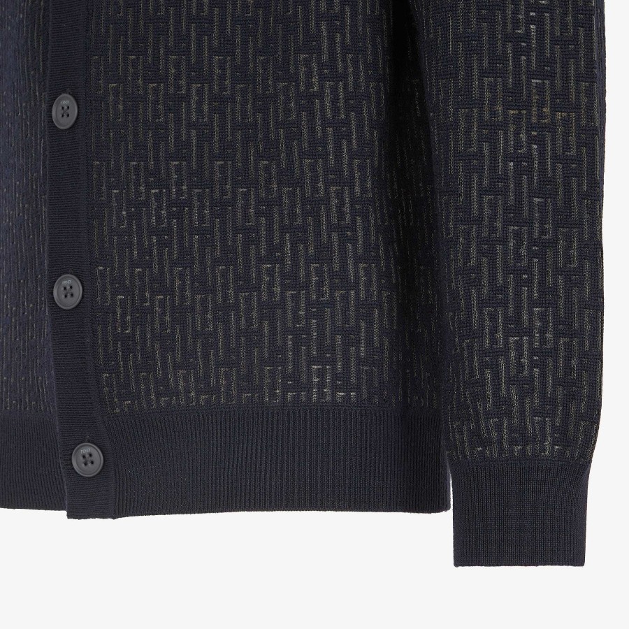 Uomo Fendi Maglieria | Cardigan Blu