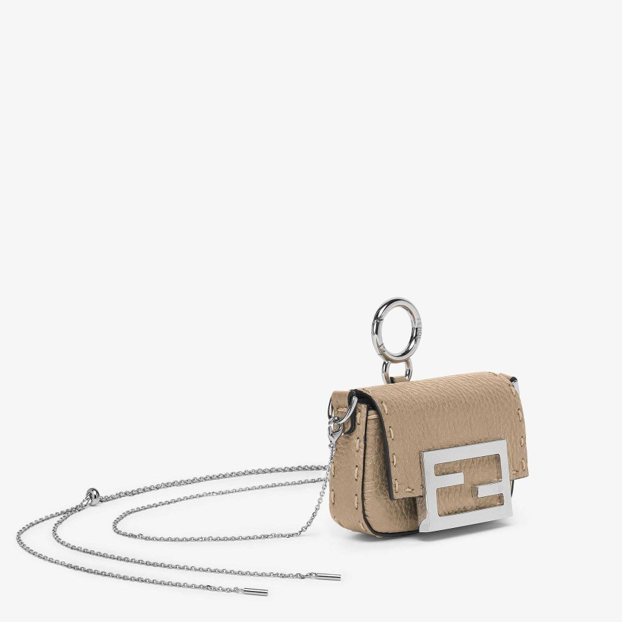 Donna Fendi Borse In Miniatura | Ciondolo Nano Baguette Beige