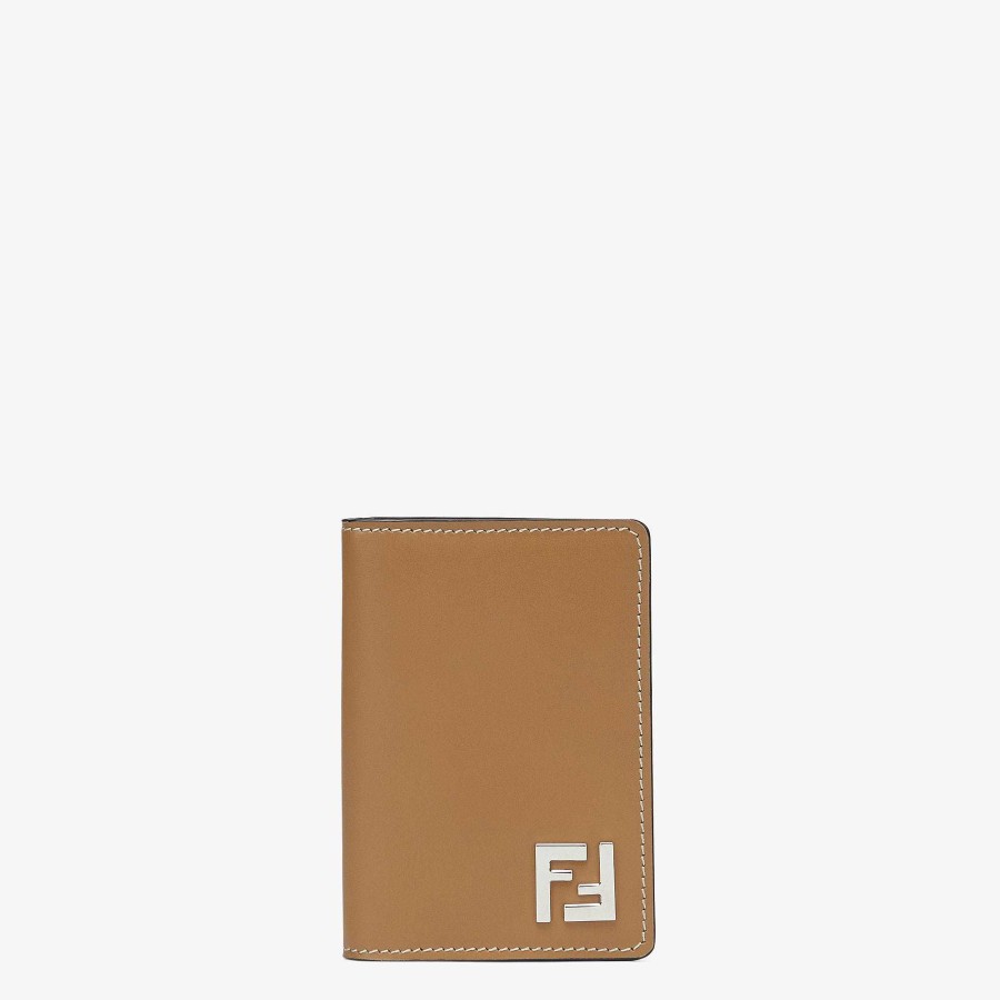 Uomo Fendi Portacarte | Portacarte Ff Quadrato Beige