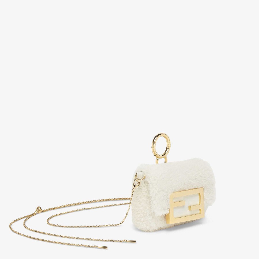 Donna Fendi Borse In Miniatura | Ciondolo Nano Baguette Bianco