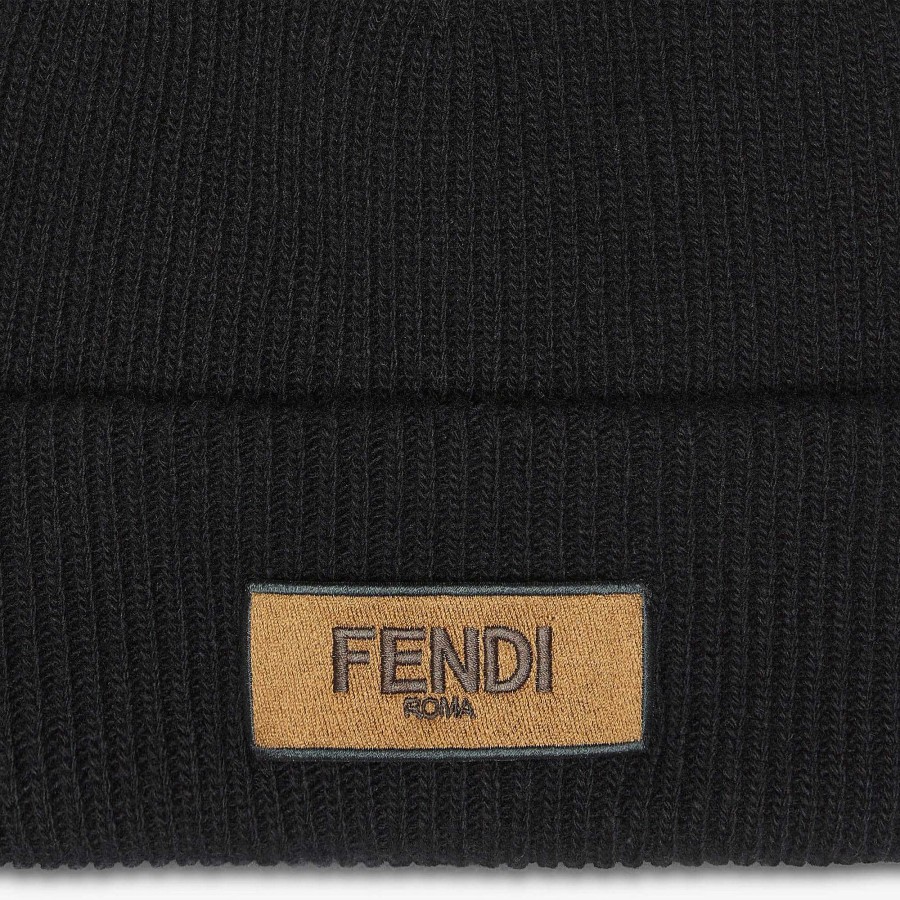 Uomo Fendi Cappelli E Guanti | Berretto Nero