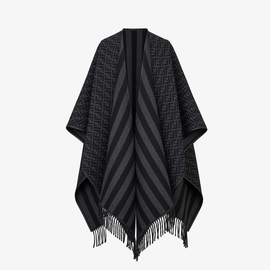 Uomo Fendi Sciarpe | Poncho Nero