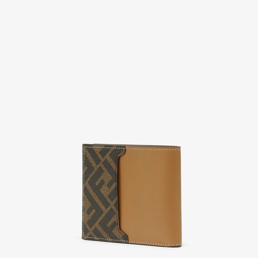 Uomo Fendi Portafogli | Portafoglio Bi-Fold Quadrato Ff Beige