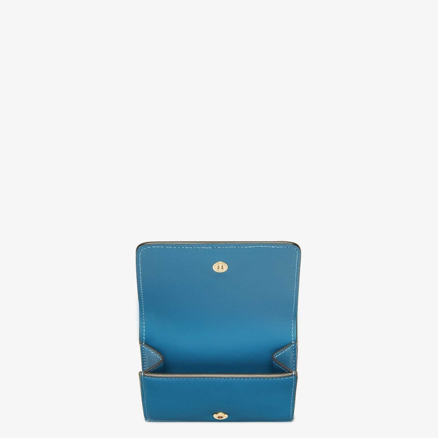 Donna Fendi Portafogli | Cubo Micro Trifold Ff Azzurro