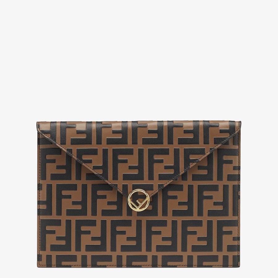 Donna Fendi Pochette | Custodia Piatta Marrone