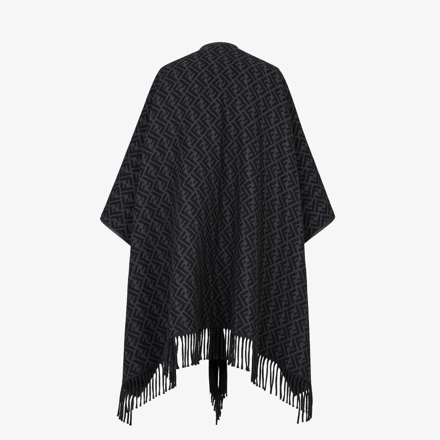 Uomo Fendi Sciarpe | Poncho Nero