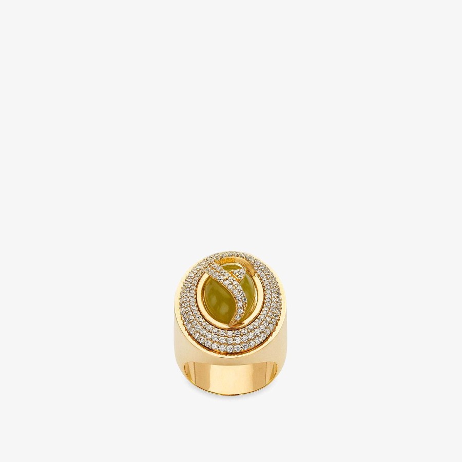 Donna Fendi Anelli | Anello Fendi A Righe Oro