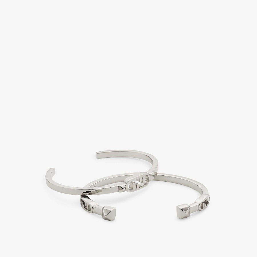 Donna Fendi Bracciali | Fendi O'Lock Set Di Bracciali Argento