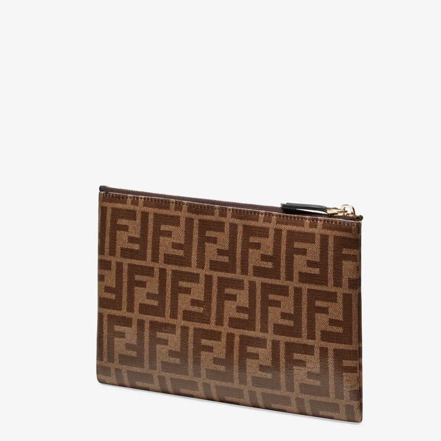 Donna Fendi Pochette | Custodia Piatta Ff Piccola Marrone