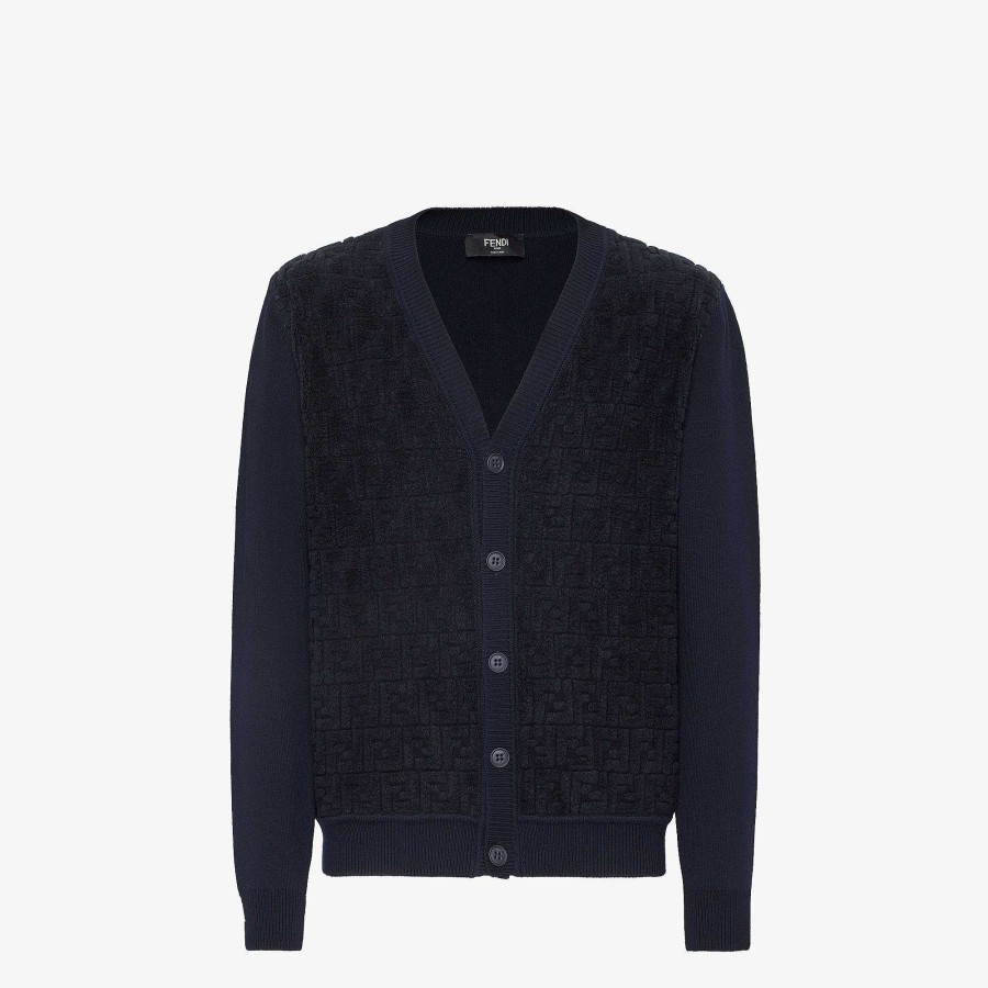 Uomo Fendi Maglieria | Cardigan Blu