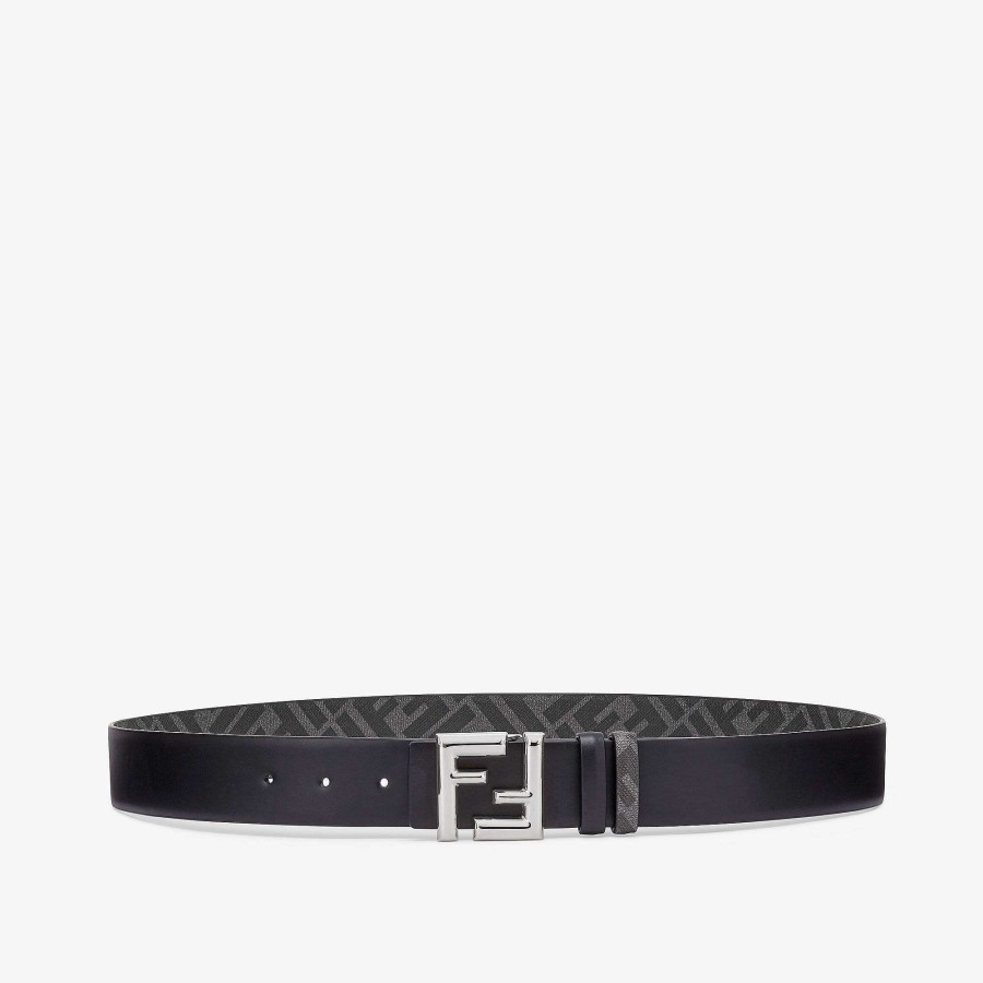 Uomo Fendi Cinture | Cintura Arrotondata Ff Nero