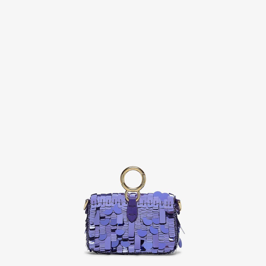 Donna Fendi Borse In Miniatura | Ciondolo Nano Baguette Viola