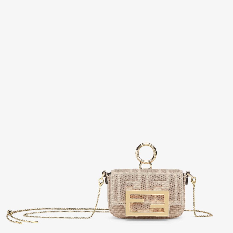 Donna Fendi Borse In Miniatura | Ciondolo Nano Baguette Beige