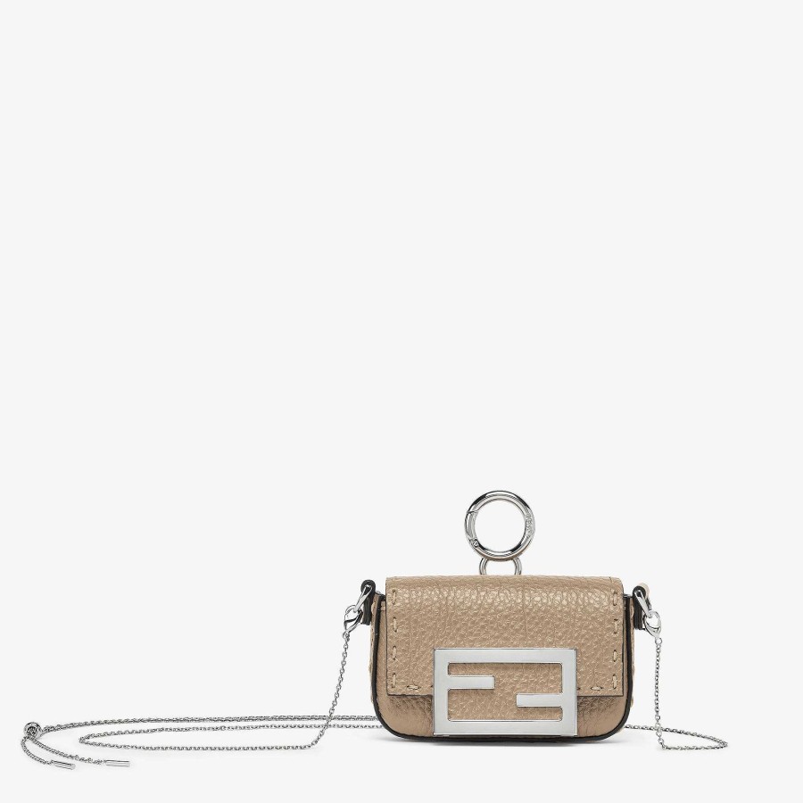 Donna Fendi Borse In Miniatura | Ciondolo Nano Baguette Beige