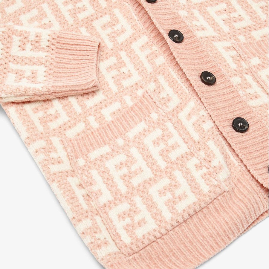 Bambini Fendi Abbigliamento | Cardigan In Maglia Per Ragazzi Rosa