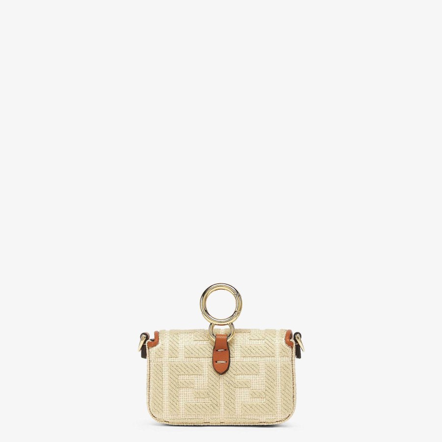 Donna Fendi Borse In Miniatura | Ciondolo Nano Baguette Beige