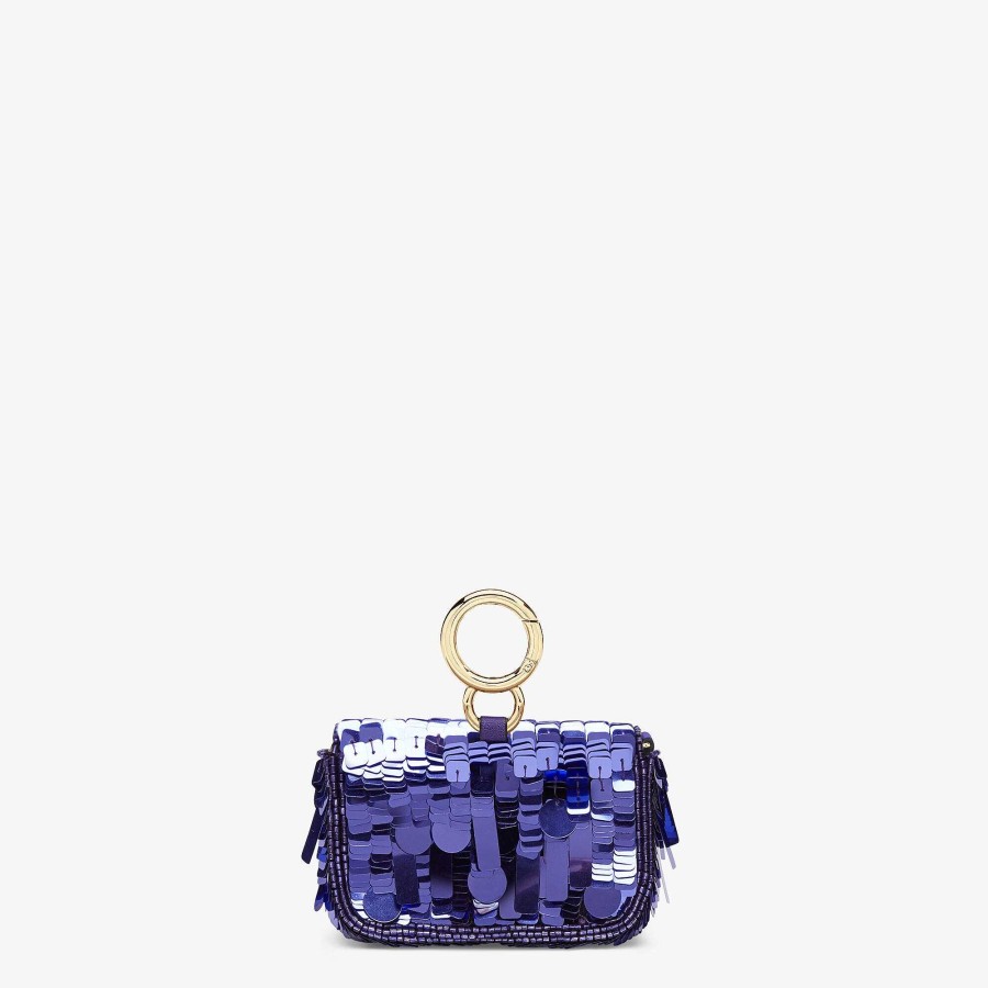 Donna Fendi Borse In Miniatura | Ciondolo Nano Baguette Viola