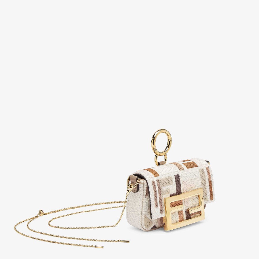 Donna Fendi Borse In Miniatura | Ciondolo Nano Baguette Beige