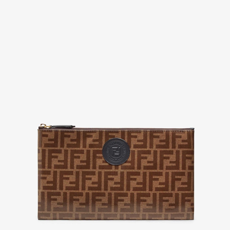 Donna Fendi Pochette | Custodia Piatta Marrone