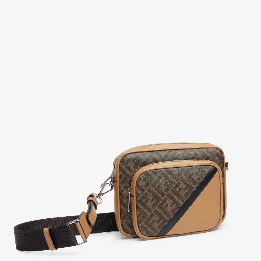 Uomo Fendi Borse Mini | Custodia Per Fotocamera Fendi Diagonal Duo Marrone