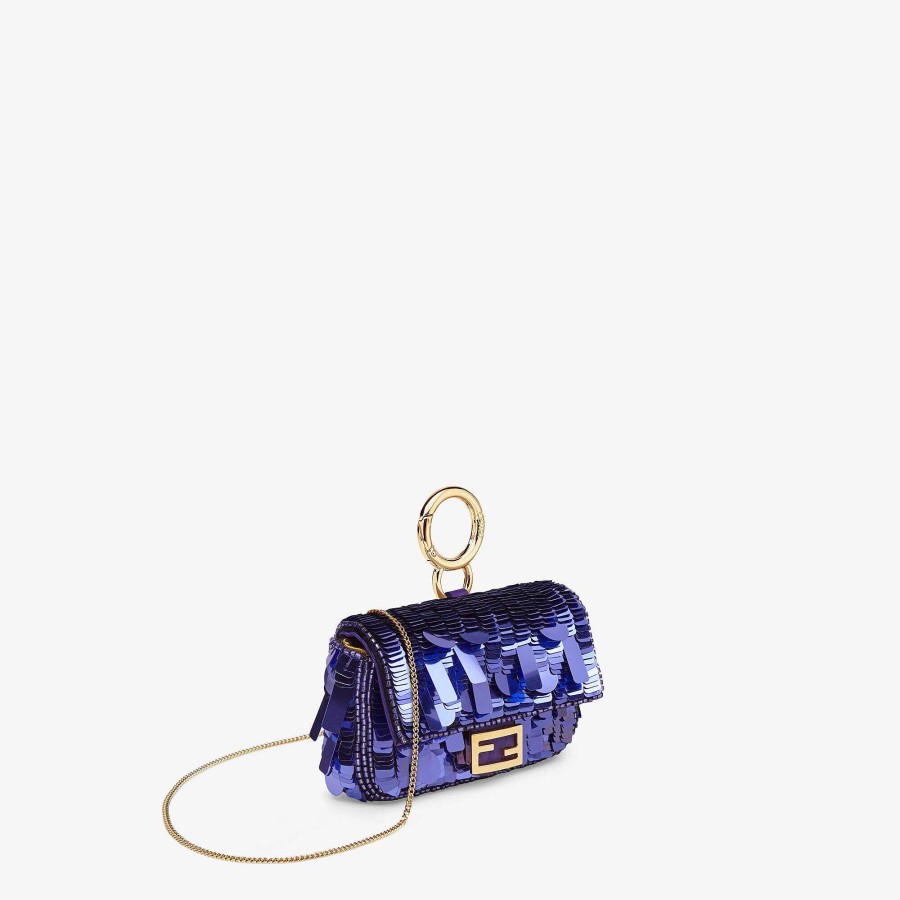 Donna Fendi Borse In Miniatura | Ciondolo Nano Baguette Viola