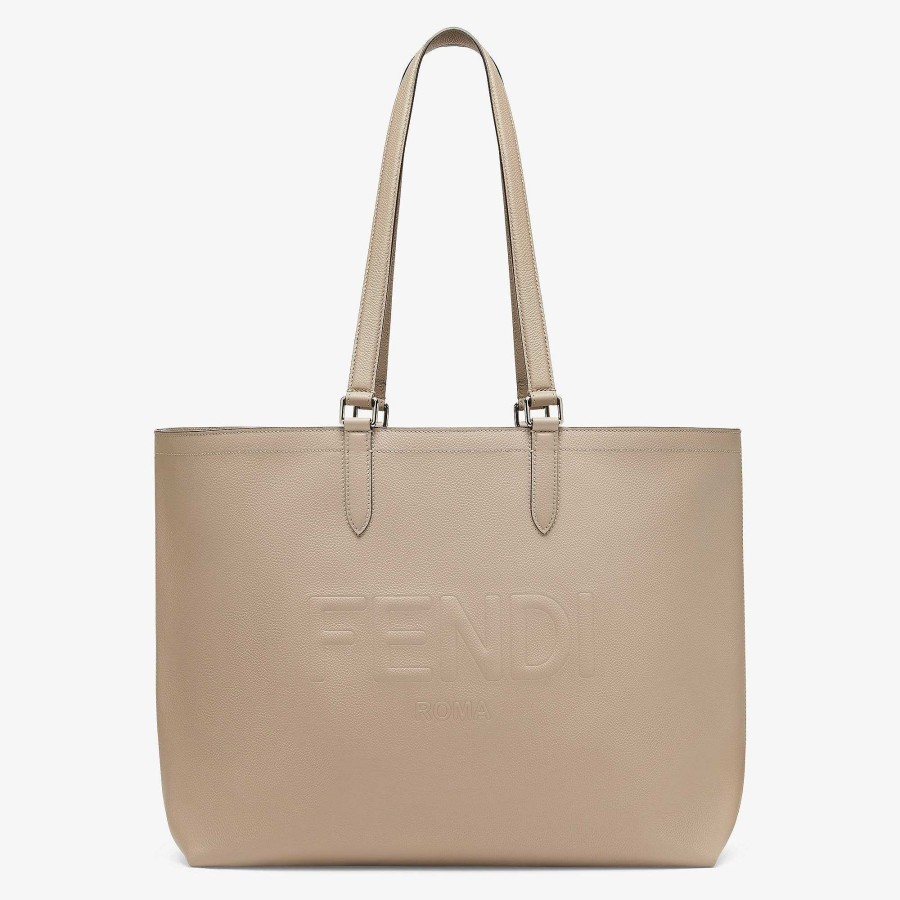 Uomo Fendi Borse Tote | Borsa In Pelle Fendi Roma Beige